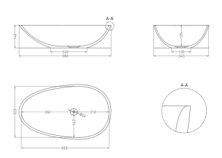 Накладная раковина Salini Paola S-Stone 1101201SMRF 58см RAL полностью